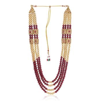   groom sherwani necklace layered moti mala for wedding | groom mala with brooch set 3