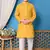 printed yellow cotton kurta and pajama set for boys