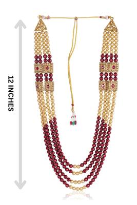   groom sherwani necklace layered moti mala for wedding | groom mala with brooch set 5
