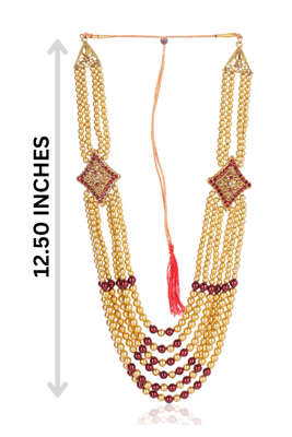   groom sherwani necklace layered moti mala for wedding | groom mala with brooch set 5