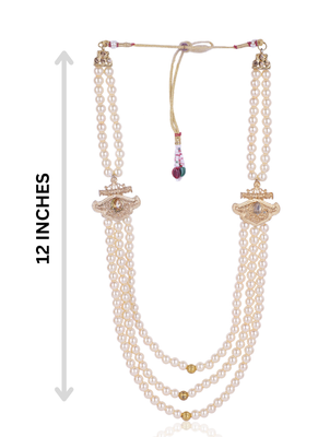   groom sherwani necklace layered moti mala for wedding | groom mala with brooch set 5