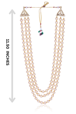   groom sherwani necklace layered moti mala for wedding | groom mala with brooch set 5