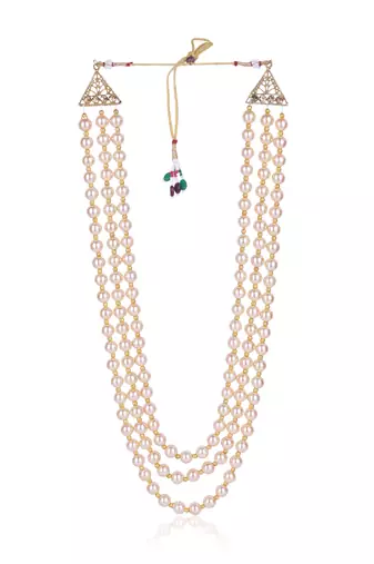   groom sherwani necklace layered moti mala for wedding | groom mala with brooch set
