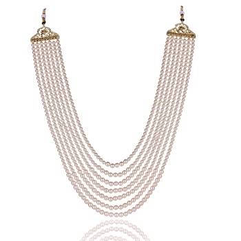   groom sherwani necklace layered moti mala for wedding | groom mala with brooch set 4