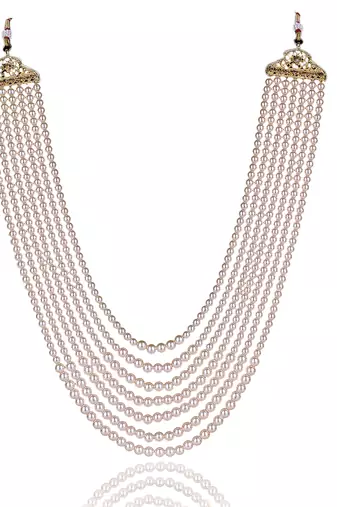   groom sherwani necklace layered moti mala for wedding | groom mala with brooch set