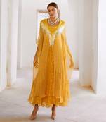 Gulbahar marigold bling kaftan dress set