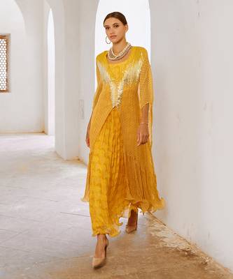 Gulbahar marigold bling kaftan dress set 4