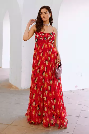 Lal bagh poppy corset maxi