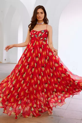 Lal bagh poppy corset maxi