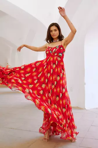 Lal bagh poppy corset maxi