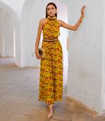 Bumblebee green popply bell jumpsuit with belt set