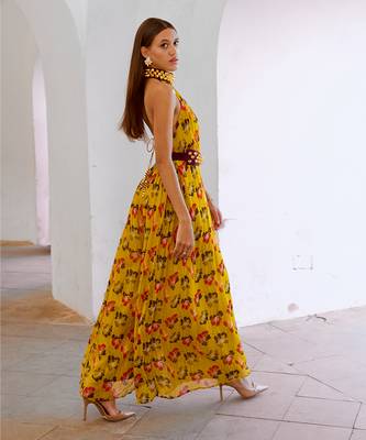 Bumblebee green popply bell jumpsuit with belt set 4