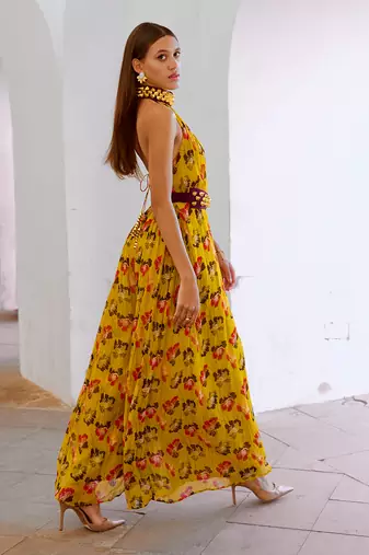 Bumblebee green popply bell jumpsuit with belt set
