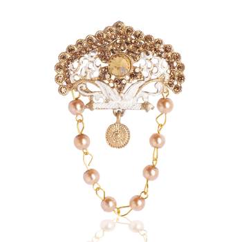   groom sherwani necklace moti mala layered for wedding | groom mala with brooch set 3