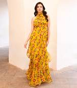 Gulbahar bumble bee green halter maxi