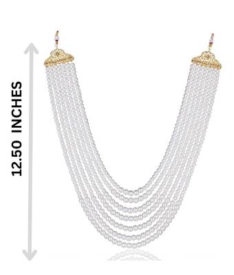   groom sherwani necklace moti mala layered for wedding | groom mala with brooch set 5