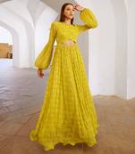 Gulbahar lemon green peekaboo waist jugnu sequin maxi