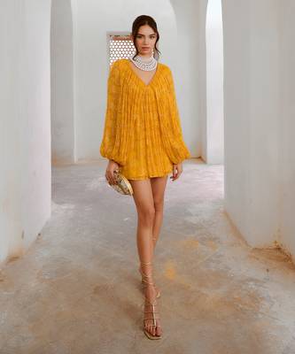 Gulbahar marigold yellow jugnu mini dress 1
