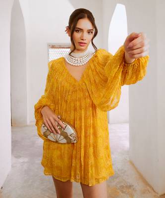 Gulbahar marigold yellow jugnu mini dress 2