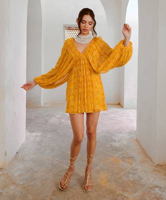 Gulbahar marigold yellow jugnu mini dress 3