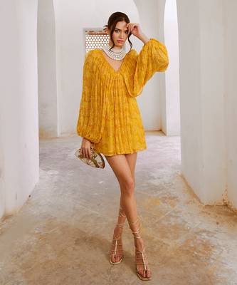 Gulbahar marigold yellow jugnu mini dress 4