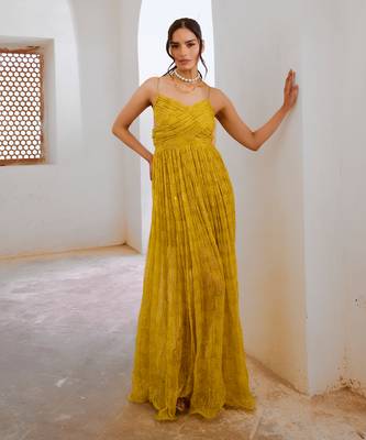 Gulbahar lemon green jugnu bandeau bodice maxi 3