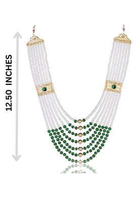   groom sherwani necklace moti mala layered for wedding | groom mala with brooch set 5