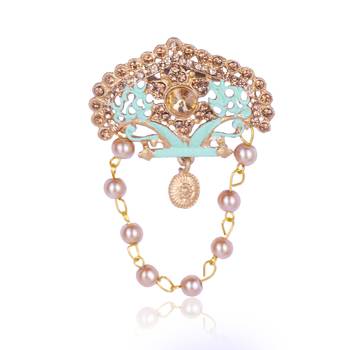   groom sherwani necklace layered moti mala for wedding | groom mala with brooch set 3