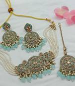 Bridal Gold Plated Kundan Ad Cz Stones Choker Earrings Necklace Jewellery Set