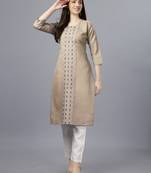 Chiku embroidery work cotton magic slub stitched stright kurti