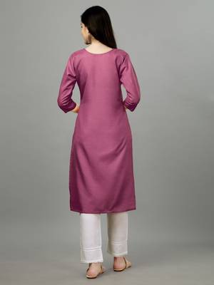 Wine embroidery work cotton magic slub stitched stright kurti 2