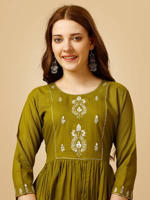 Mahendi embroidered and secquence work reyon stitched round western top 5