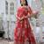 RED Faux Georgette Floral printed READY MADE GOWN 