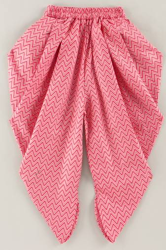 Twisha girls cotton printed ruffle details top & dhoti pants set - peach