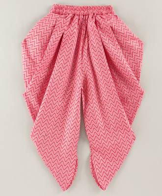 Twisha girls cotton printed ruffle details top & dhoti pants set - peach 5