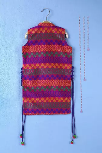 Twisha girls self design top & ghagra - pink & blue