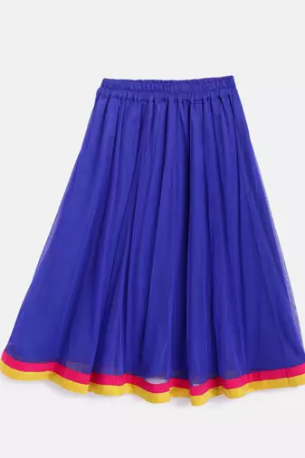 Twisha girls self design top & ghagra - pink & blue