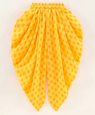Twisha girls cold shoulder top & printed dhoti pants set - pink & yellow 4