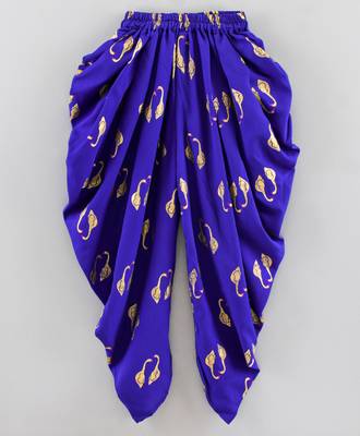 Twisha girls brocade halter neck top & foil printed dhoti pants set - magenta & blue 5