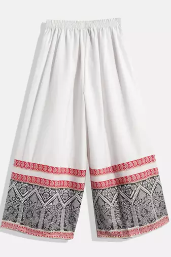 Twisha girls self designed peplum top & palazzo set - gray & white