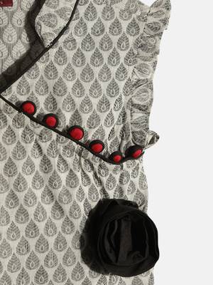 Twisha girls self designed peplum top & palazzo set - gray & white 4