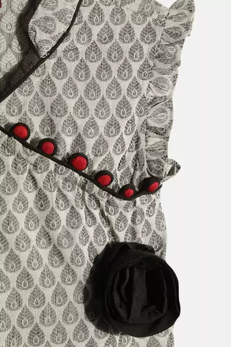 Twisha girls self designed peplum top & palazzo set - gray & white