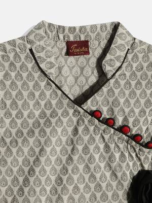 Twisha girls self designed peplum top & palazzo set - gray & white 5