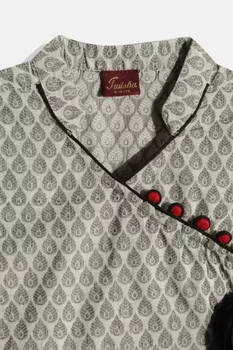 Twisha girls self designed peplum top & palazzo set - gray & white