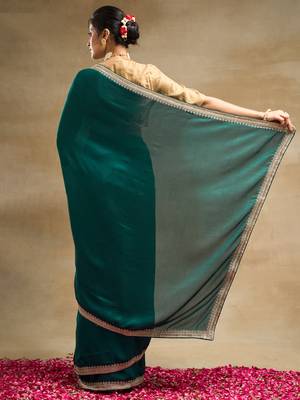 Kasee Women'S Solid Embroidered Art Silk Saree With Unstitched Blouse Piece 6