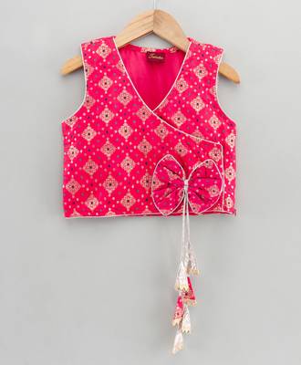 self design top & printed dhoti pants - red & yellow 3
