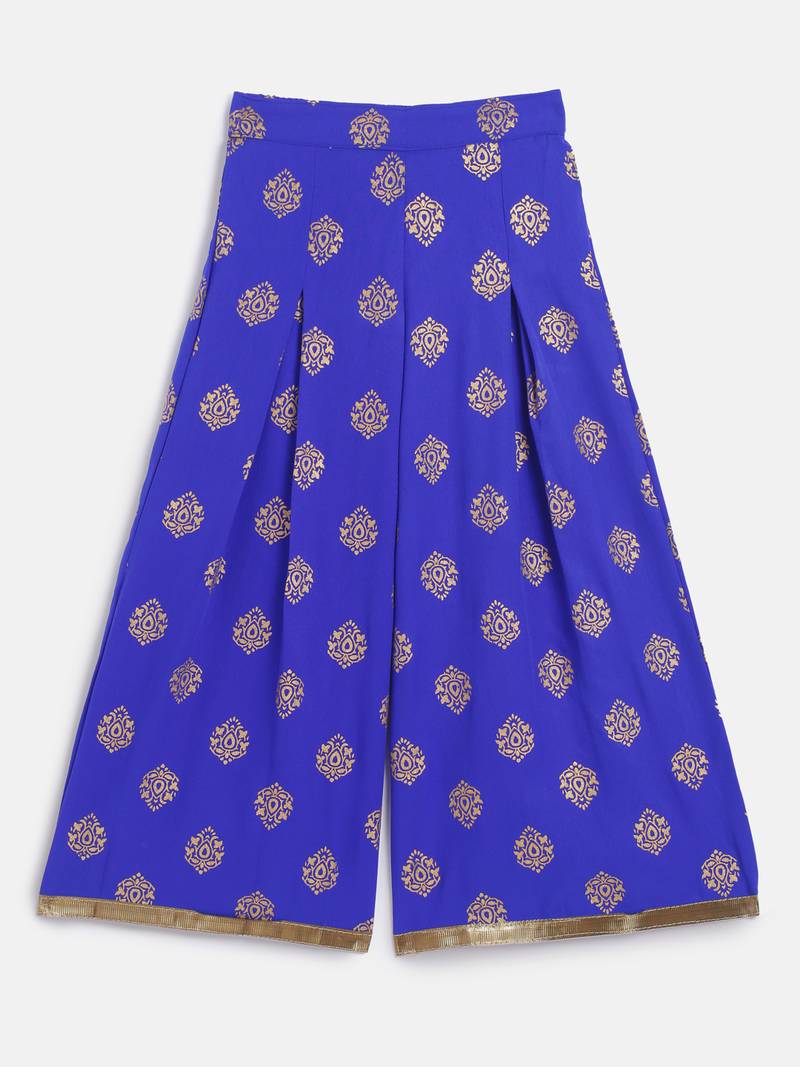 Twisha girls textured incut style top & self design palazzo - pink & blue