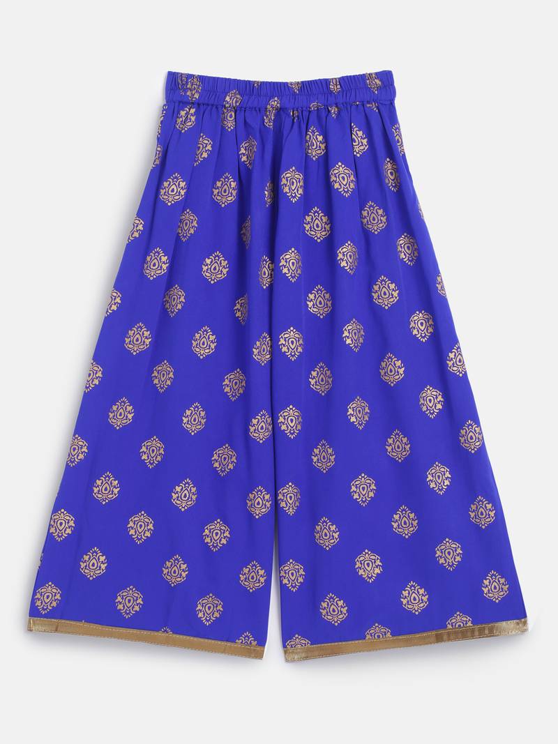 Twisha girls textured incut style top & self design palazzo - pink & blue