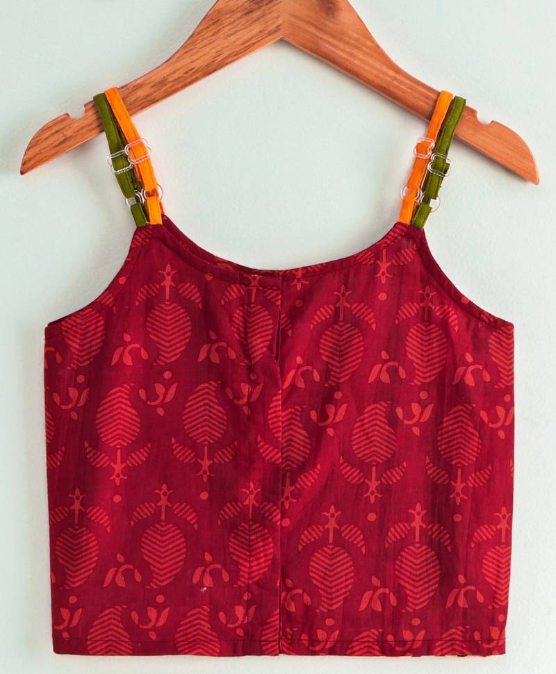 Twisha girls printed top & dhoti pants - maroon & yellow
