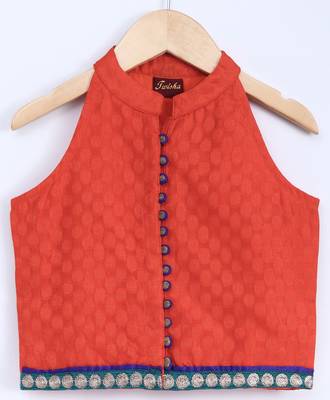 Twisha girls textured incut style top & self design palazzo - orange & blue 3